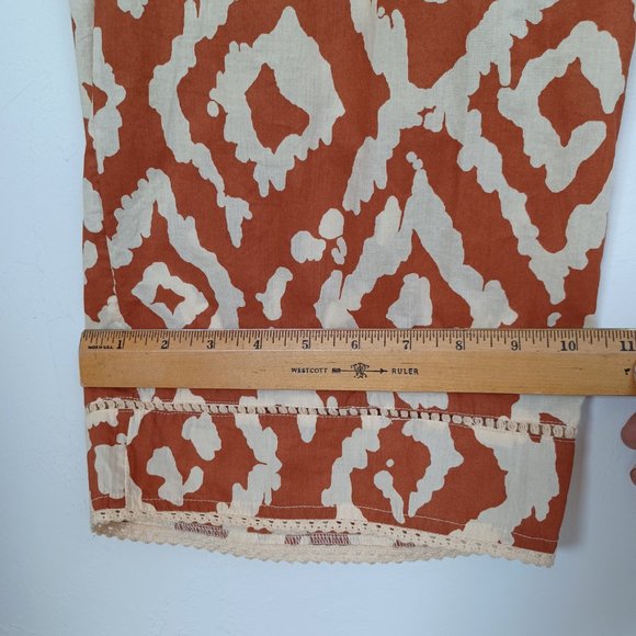 Haute Hippie Pant Wide Leg Cotton Tribal Ikat Boho Size X Large - Picture 10 of 14